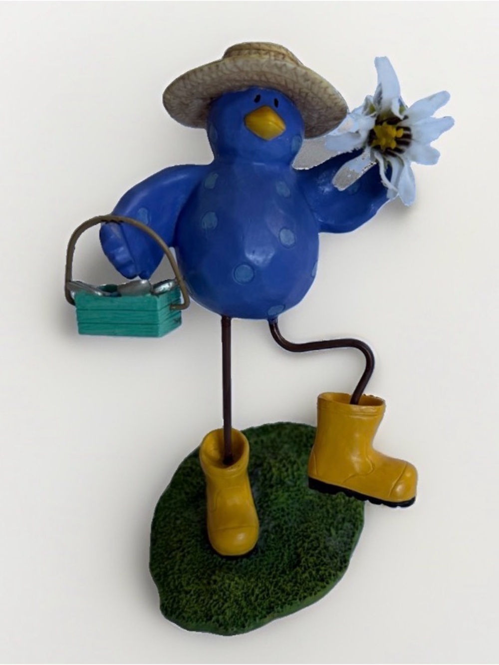 Vintage Russ Berrie Tweet Along With Me Blue Bird Gardener Figurine 11679 5”